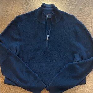 Men's Brooks Brothers Merino Wool Zip Sweater - Med - Navy